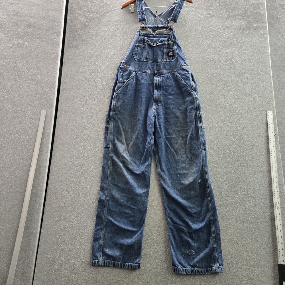 Berne Men Jeans‎ 36X34 Blue Denim Cargo Overalls B910SWD Work Bib READ